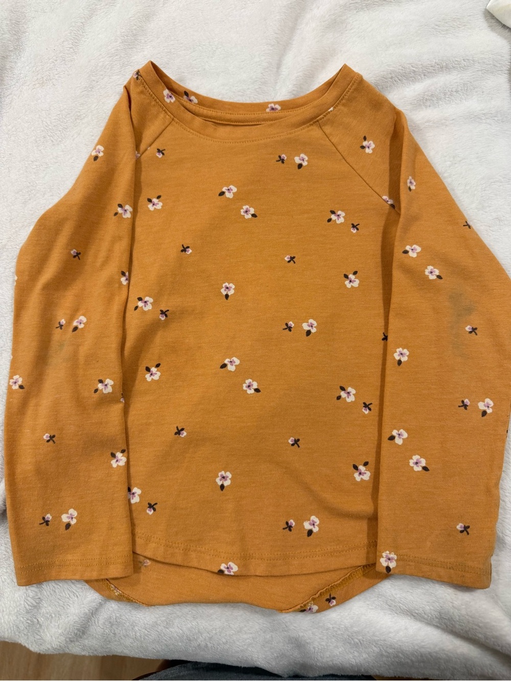 Cat & Jack Mustard Long Sleeve Tee with Tiny Floral Print